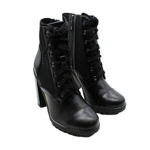 BCBGeneration Womens Faux Leather Lace-up Booties